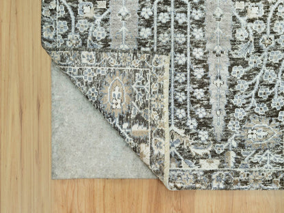 Transitional hand-knotted wool/silk runner in Brown, 2'6" x 10'0", SKU O090680