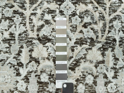 Transitional hand-knotted wool/silk runner in Brown, 2'6" x 10'0", SKU O090680