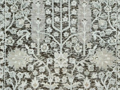 Transitional hand-knotted wool/silk runner in Brown, 2'6" x 10'0", SKU O090680