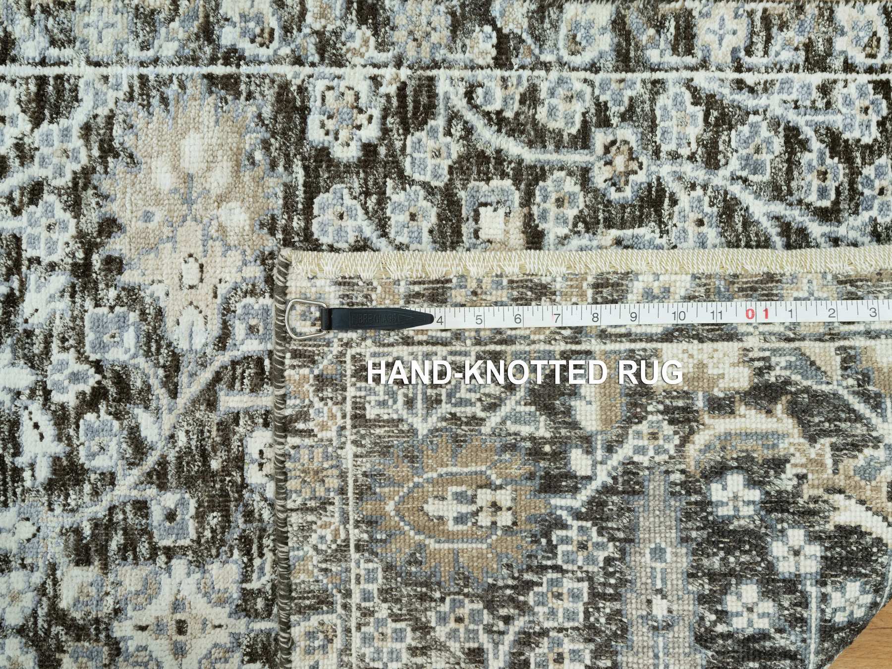 Transitional hand-knotted wool/silk runner in Brown, 2'6" x 10'0", SKU O090680