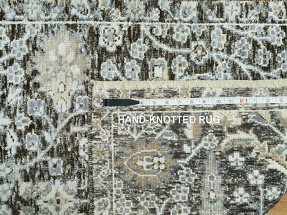 Transitional hand-knotted wool/silk runner in Brown, 2'6" x 10'0", SKU O090680