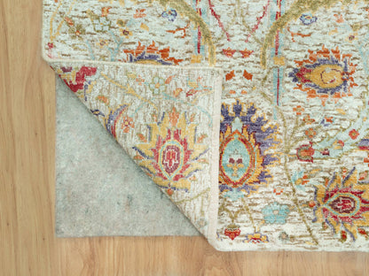 Ivory 2'7" x 17'11" Transitional Hand knotted Wool/Silk Rug - Sku: O090681