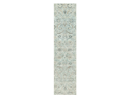 Ivory 2'6" x 9'11" Transitional Hand knotted Wool/Silk Rug - Sku: O090683