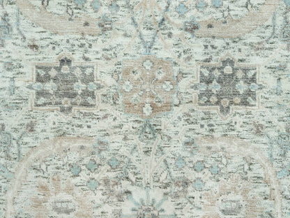 Ivory 2'6" x 9'11" Transitional Hand knotted Wool/Silk Rug - Sku: O090683