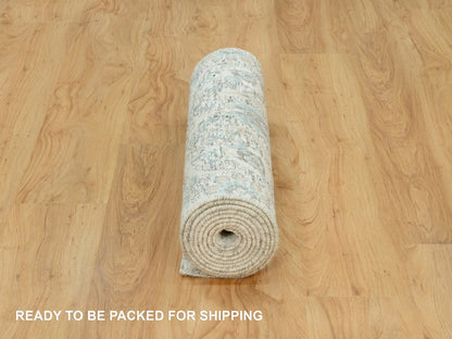 Ivory 2'6" x 9'11" Transitional Hand knotted Wool/Silk Rug - Sku: O090683
