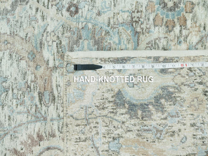Ivory 2'6" x 9'11" Transitional Hand knotted Wool/Silk Rug - Sku: O090683