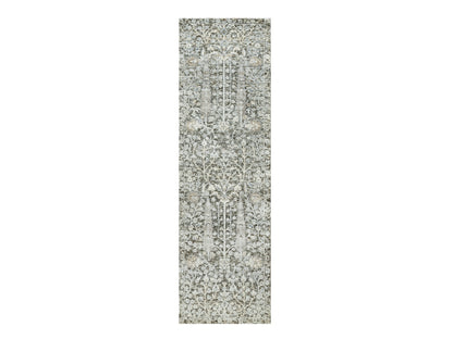 Transitional hand-knotted wool/silk runner in Brown, 2'4" x 8'1", SKU O090684
