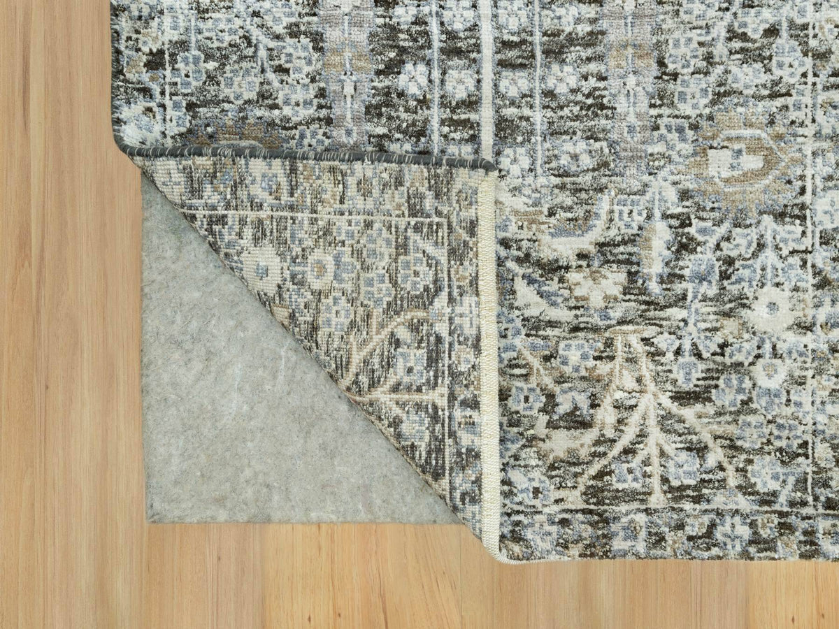 Transitional hand-knotted wool/silk runner in Brown, 2'4" x 8'1", SKU O090684