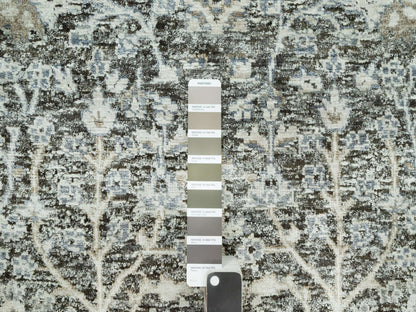 Transitional hand-knotted wool/silk runner in Brown, 2'4" x 8'1", SKU O090684