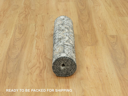 Transitional hand-knotted wool/silk runner in Brown, 2'4" x 8'1", SKU O090684