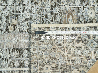Transitional hand-knotted wool/silk runner in Brown, 2'4" x 8'1", SKU O090684