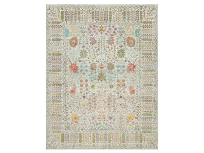 Transitional hand-knotted wool/silk rug in Beige, 11'8" x 15'0", SKU O090687