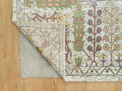 Transitional hand-knotted wool/silk rug in Beige, 11'8" x 15'0", SKU O090687