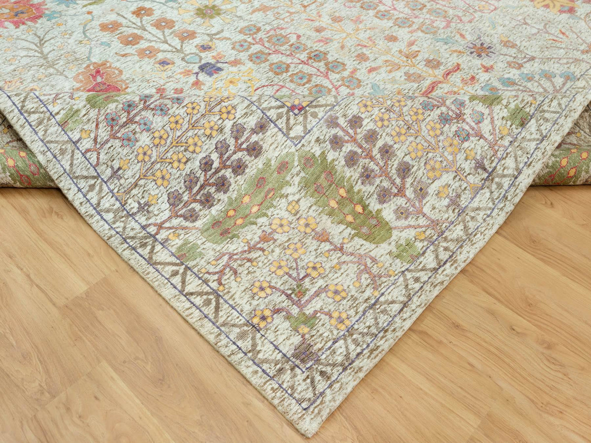 Transitional hand-knotted wool/silk rug in Beige, 11'8" x 15'0", SKU O090687