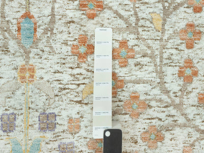 Transitional hand-knotted wool/silk rug in Beige, 11'8" x 15'0", SKU O090687