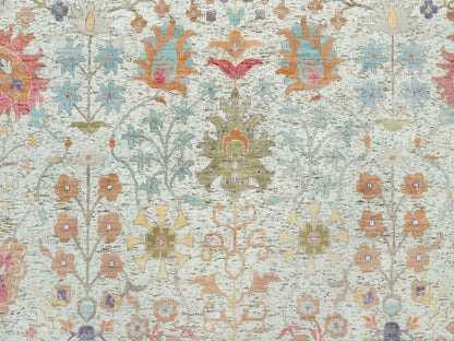 Transitional hand-knotted wool/silk rug in Beige, 11'8" x 15'0", SKU O090687