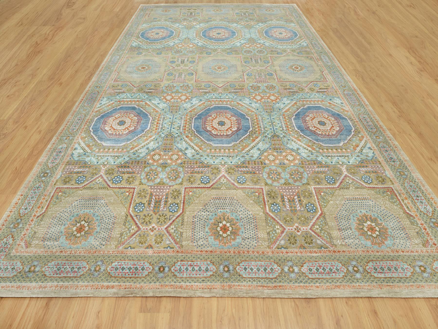 Mamluk Traditional hand-knotted wool/silk rug in Brown, 11'6" x 18'1", SKU O090689