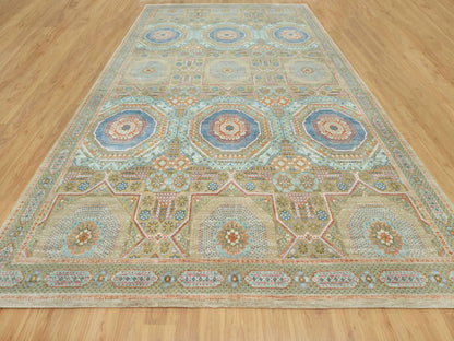 Mamluk Traditional hand-knotted wool/silk rug in Brown, 11'6" x 18'1", SKU O090689
