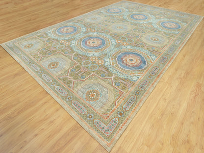Mamluk Traditional hand-knotted wool/silk rug in Brown, 11'6" x 18'1", SKU O090689