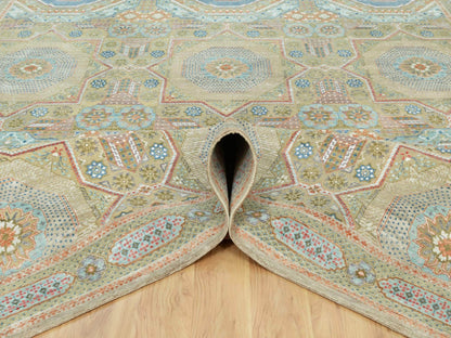 Mamluk Traditional hand-knotted wool/silk rug in Brown, 11'6" x 18'1", SKU O090689