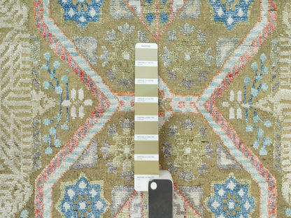Mamluk Traditional hand-knotted wool/silk rug in Brown, 11'6" x 18'1", SKU O090689