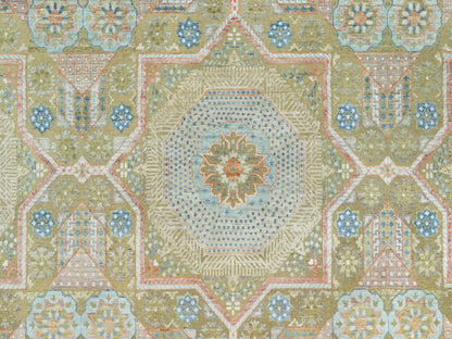 Mamluk Traditional hand-knotted wool/silk rug in Brown, 11'6" x 18'1", SKU O090689