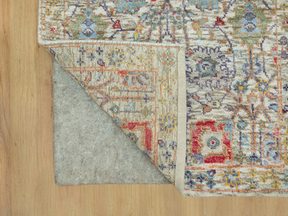 Ivory 2'0" x 3'0" Transitional Hand knotted Wool/Silk Rug - Sku: O090694