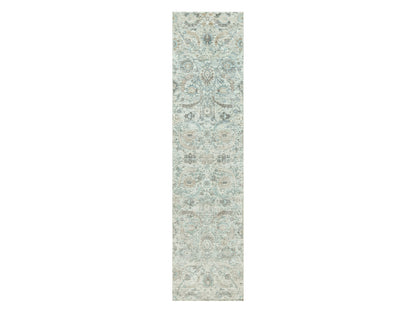 Ivory 2'5" x 9'11" Transitional Hand knotted Wool/Silk Rug - Sku: O090697