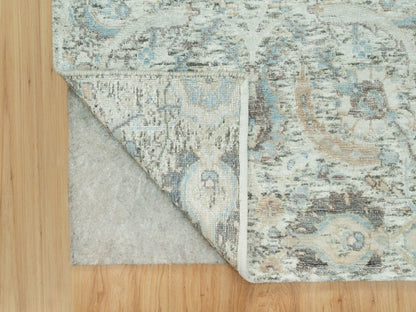 Ivory 2'5" x 9'11" Transitional Hand knotted Wool/Silk Rug - Sku: O090697
