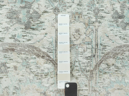 Ivory 2'5" x 9'11" Transitional Hand knotted Wool/Silk Rug - Sku: O090697