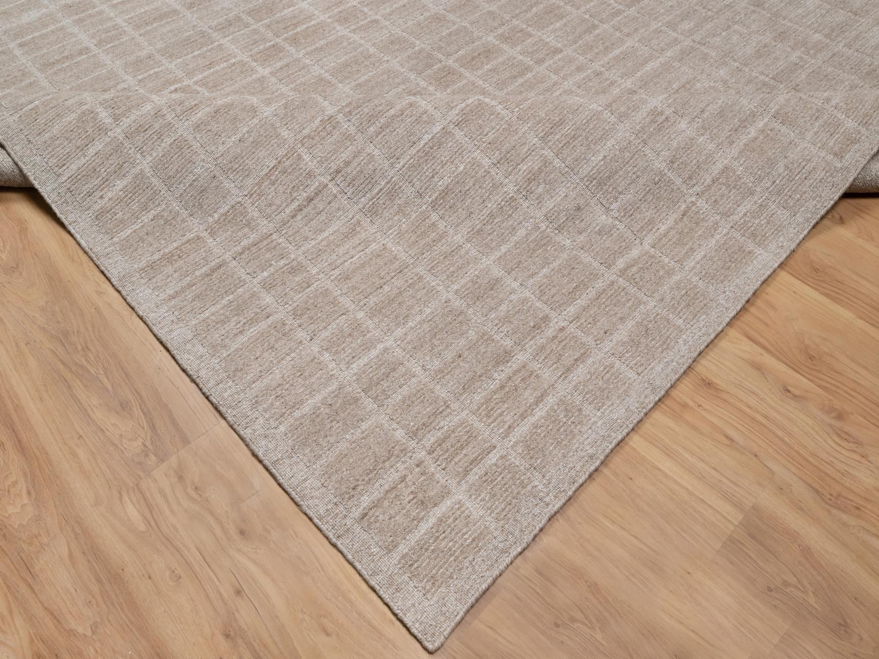 Modern / Contemporary hand-knotted wool rug in Brown, 8'2" x 9'10", SKU O090703