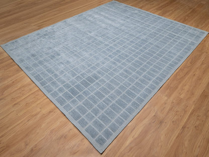Modern / Contemporary hand-knotted wool rug in Blue, 8'2" x 9'10", SKU O090705