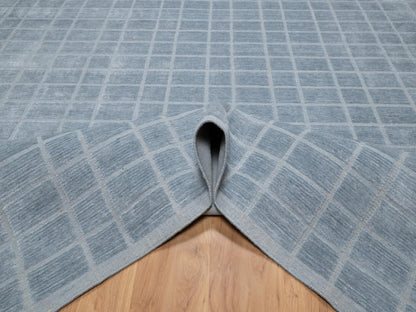 Modern / Contemporary hand-knotted wool rug in Blue, 8'2" x 9'10", SKU O090705