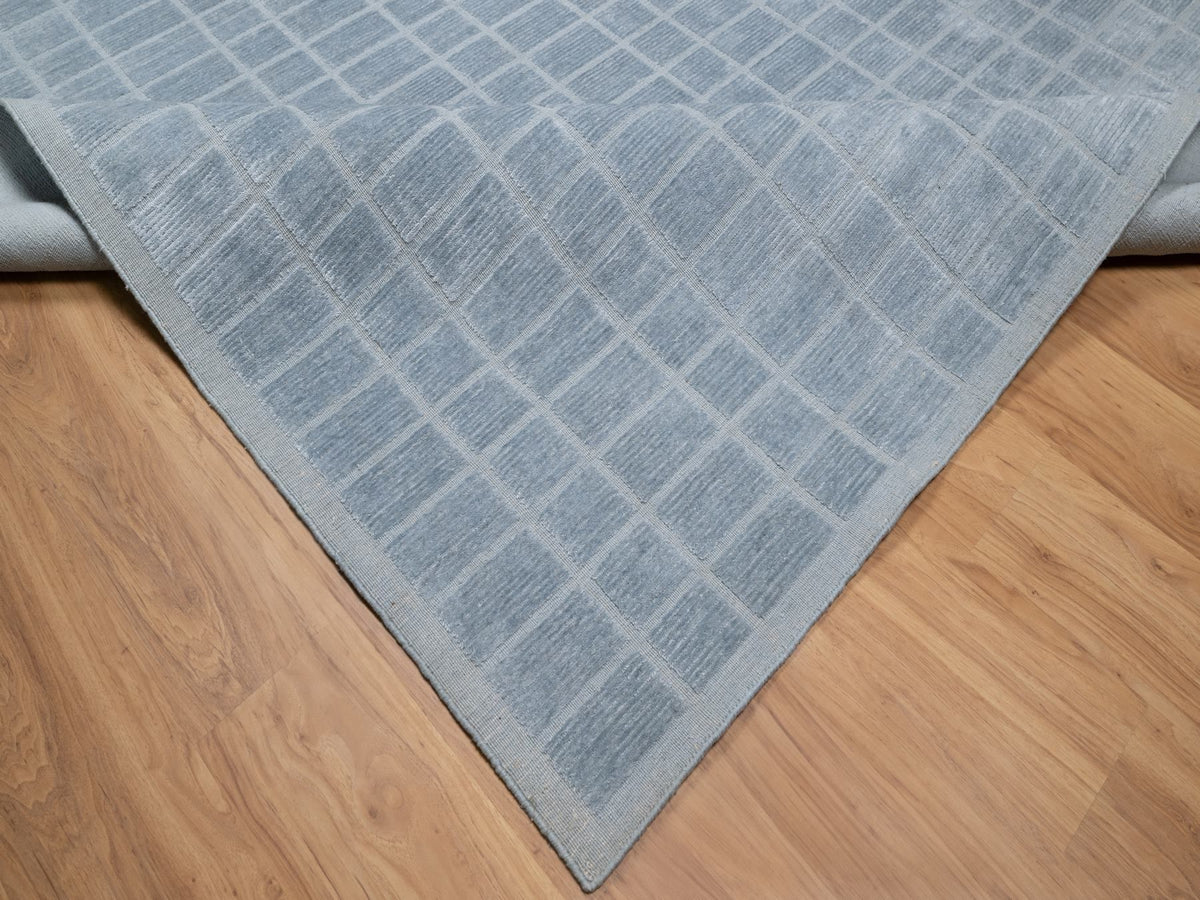 Modern / Contemporary hand-knotted wool rug in Blue, 8'2" x 9'10", SKU O090705