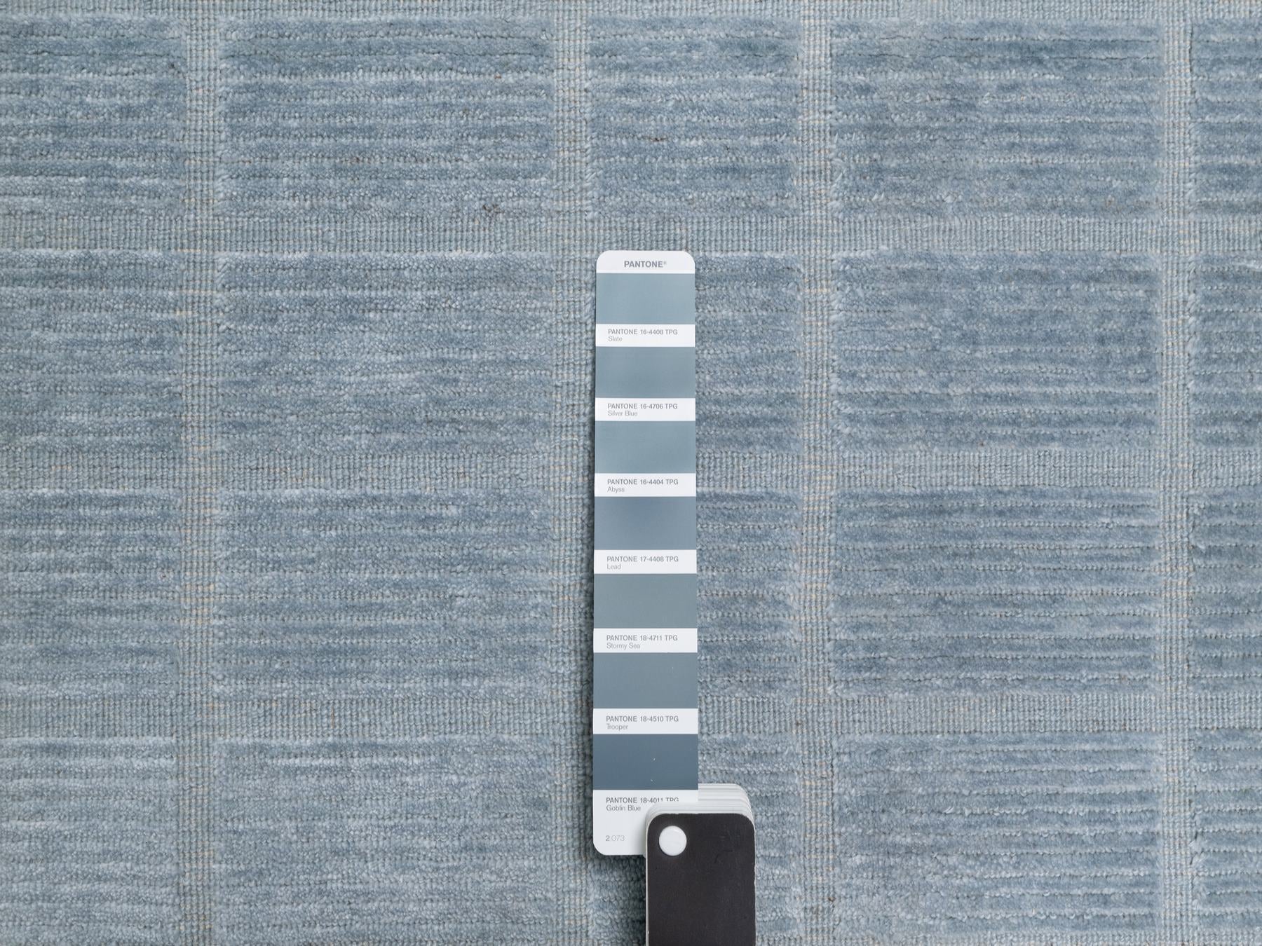 Modern / Contemporary hand-knotted wool rug in Blue, 8'2" x 9'10", SKU O090705