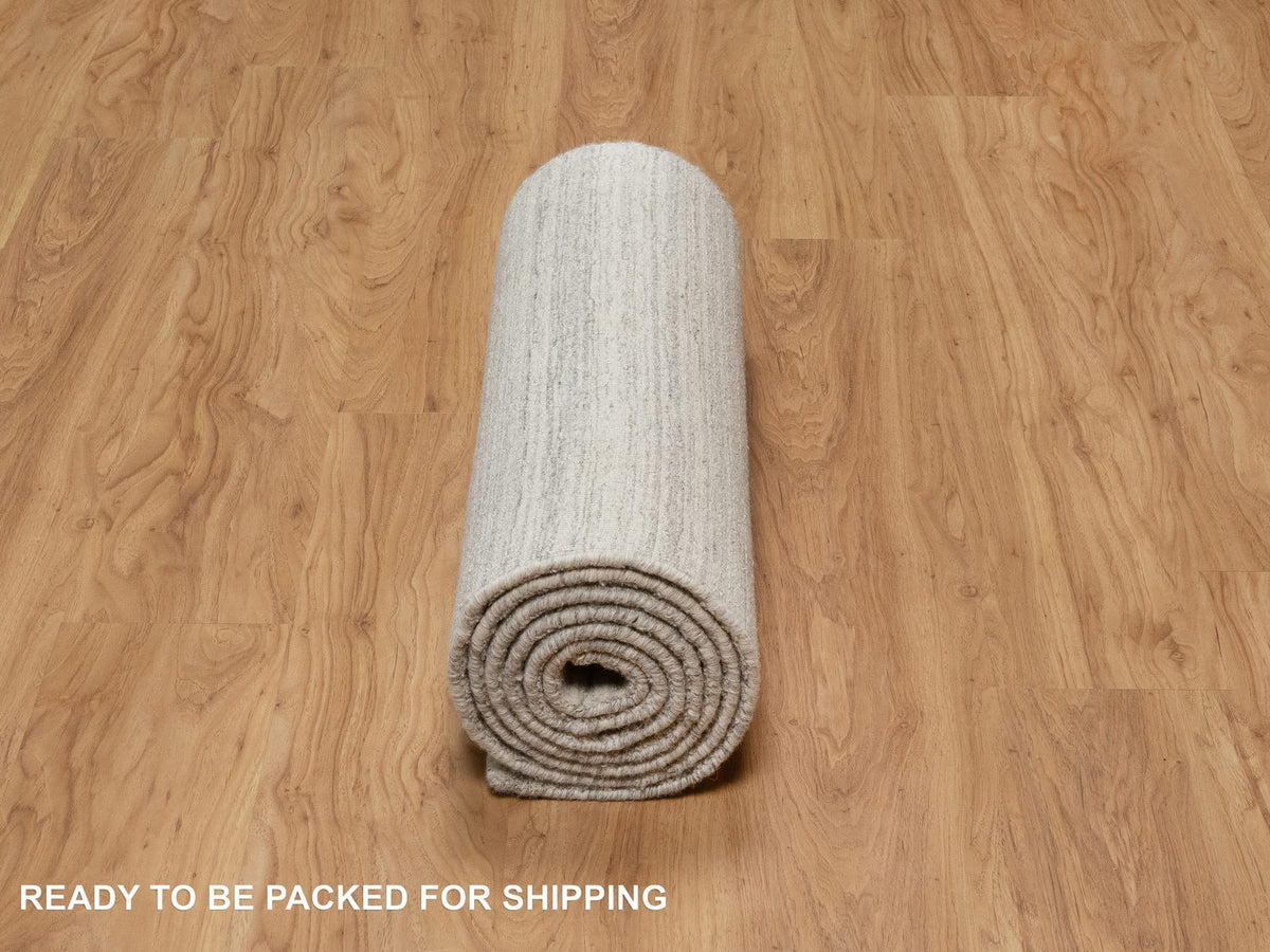 Modern / Contemporary hand-knotted wool runner in Beige, 2'6" x 10'0", SKU O090717
