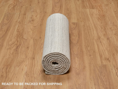 Modern / Contemporary hand-knotted wool runner in Beige, 2'6" x 10'0", SKU O090717