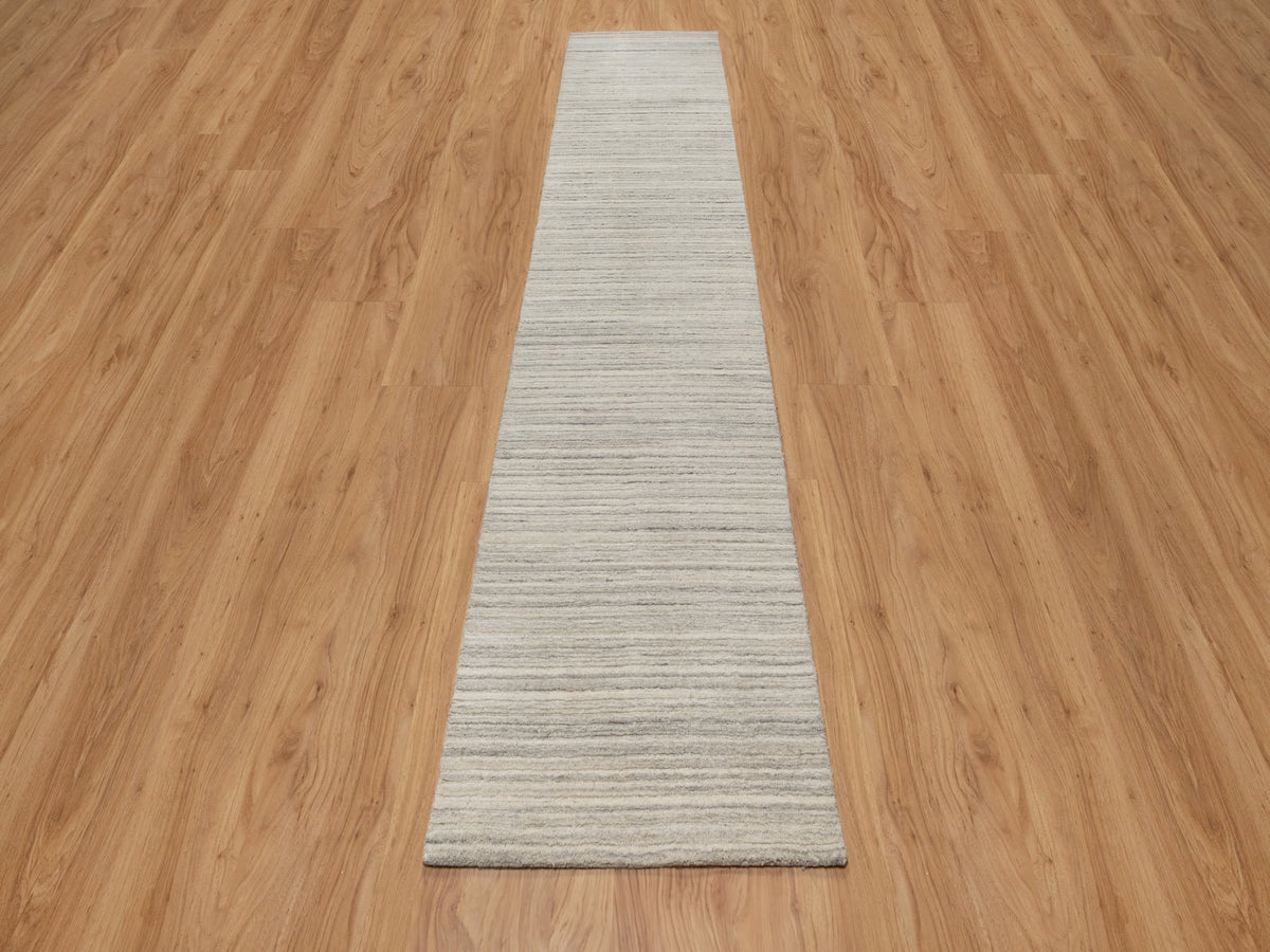 Modern / Contemporary hand-knotted wool runner in Beige, 2'7" x 11'10", SKU O090719