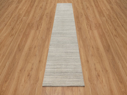 Modern / Contemporary hand-knotted wool runner in Beige, 2'7" x 11'10", SKU O090719