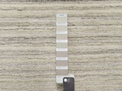 Modern / Contemporary hand-knotted wool runner in Beige, 2'7" x 11'10", SKU O090719