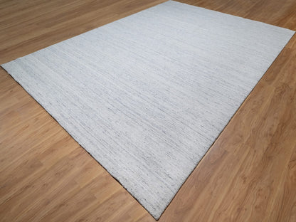 Grey 10'0" x 13'10" Modern / Contemporary Handloom Wool Rug - Sku: O090730