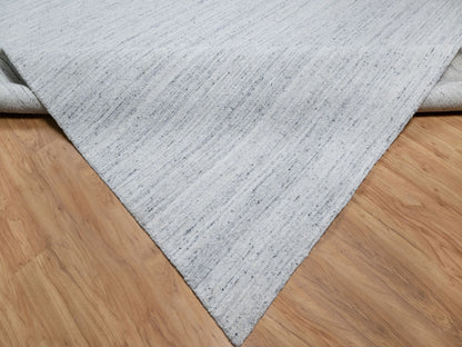 Grey 10'0" x 13'10" Modern / Contemporary Handloom Wool Rug - Sku: O090730