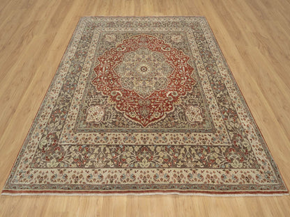 Tabriz hand-knotted wool rug in Red, 8' x 8'2", SKU O090736 (view 2)