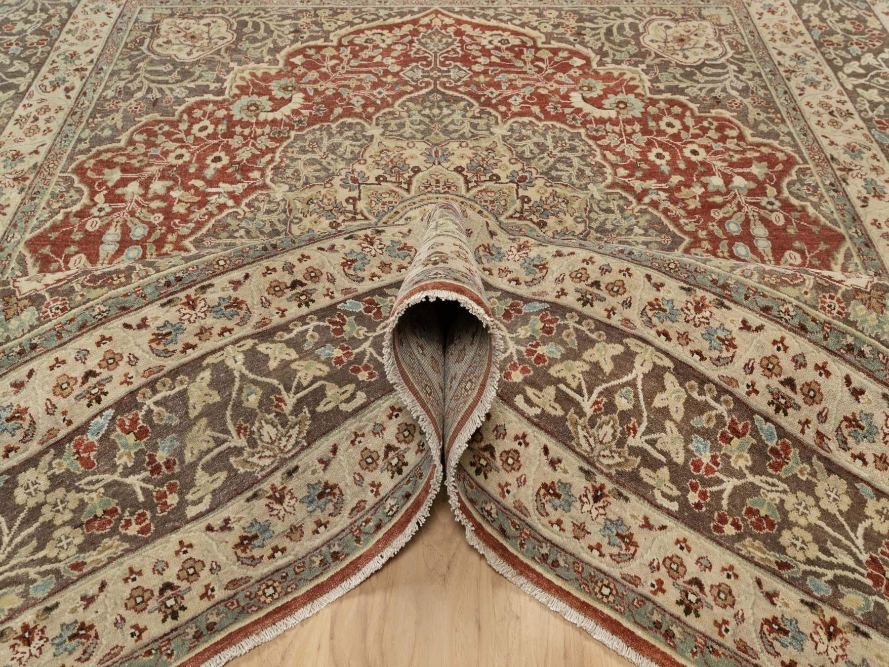 Tabriz hand-knotted wool rug in Red, 8' x 8'2", SKU O090736 (view 5)