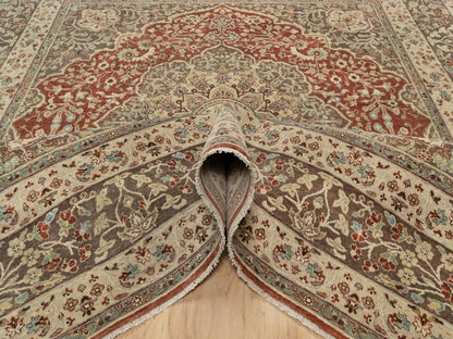 Tabriz hand-knotted wool rug in Red, 8' x 8'2", SKU O090736 (view 5)