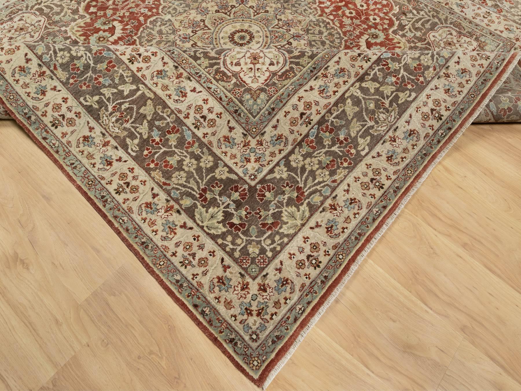 Tabriz hand-knotted wool rug in Red, 8' x 8'2", SKU O090736 (view 6)