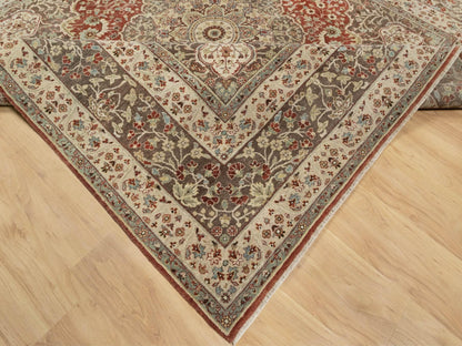 Tabriz hand-knotted wool rug in Red, 8' x 8'2", SKU O090736 (view 6)