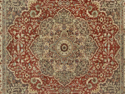 Tabriz hand-knotted wool rug in Red, 8' x 8'2", SKU O090736 (view 8)