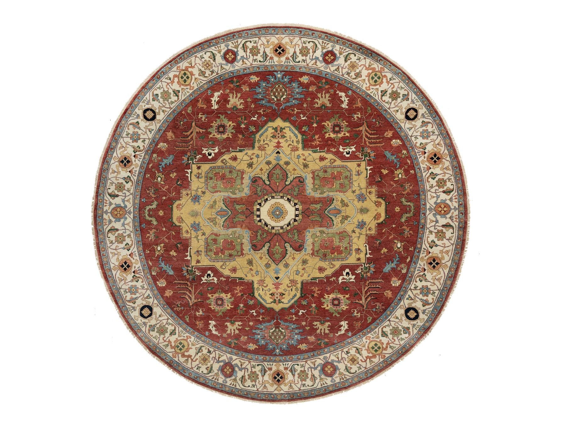 Heriz Traditional hand-knotted wool rug in Red, 12'0" x 12'0", SKU O090740