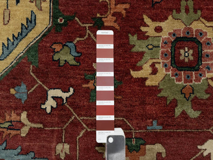 Red 12'0" x 12'0" Traditional Hand knotted Wool Rug - Sku: O090740